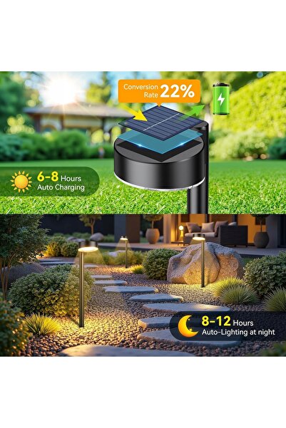 NO BRAND Lampă solară subterană cu căldură, albă, 4 x 12 diode LED, decorațiu...