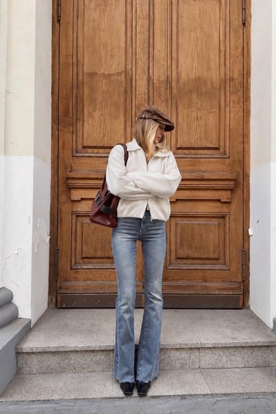 Cymora Elia Knitwear Zippered Cardigan – Women's Polo Collar Long Sleeve Fit-Cut Zippered Sweater