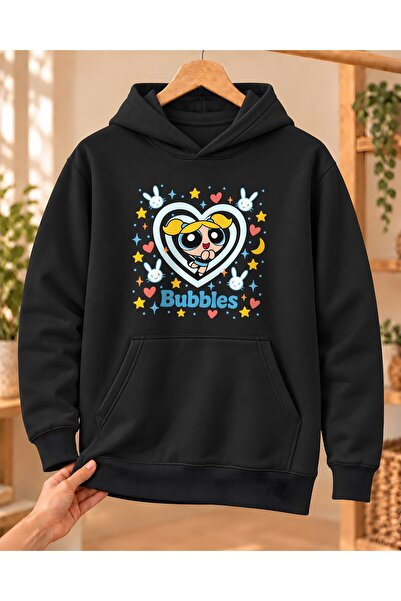 Mor Mürekkep Powerpuff Girls Bubbles kvadratni uzorak, unisex dukserica sa ka...