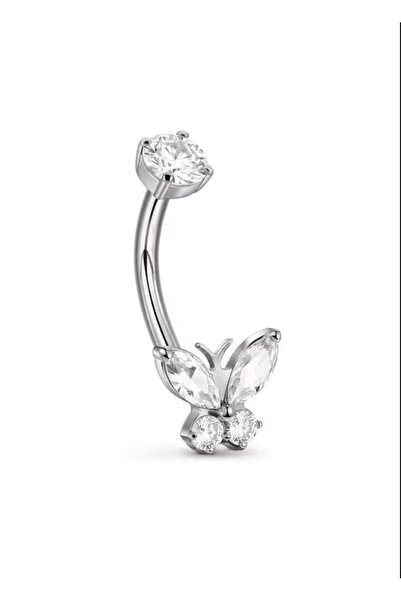 Funny Party Shop Piercing pentru buric din Titan F136, argintiu, cu cristale ...