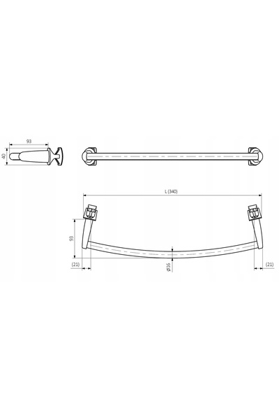 TERMA Mâner de balustradă 340 mm, suport arcuit, cromat de bază