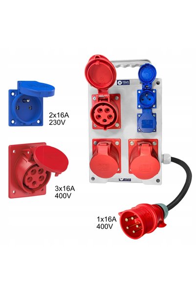 Hilark Tablou de distribuție electrică portabil IP44 2x230V 3x16A 400V aprox....