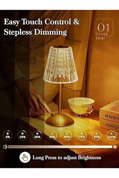 NO BRAND Lampă de masă wireless cu control tactil în 3 culori, lumină de noap...