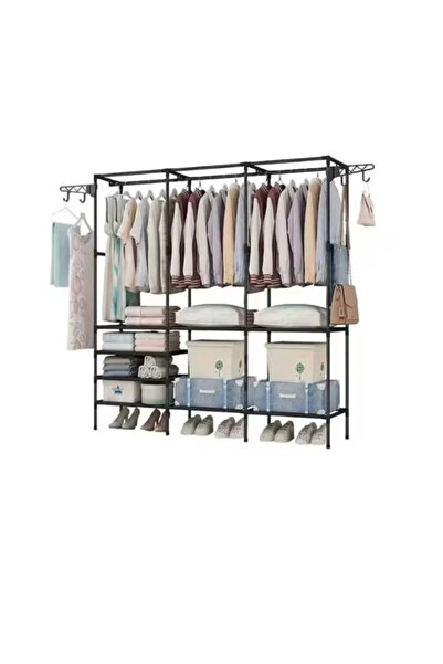 OEM Dulap metalic pliabil cu 8 rafturi multiple, organizator portabil de hain...