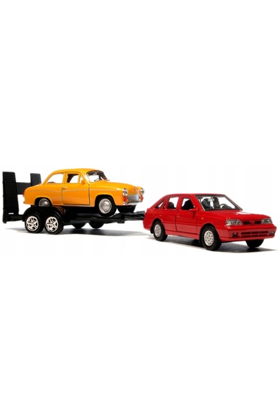 WELLY AUTO LAWETA 2 AUTA POLONEZ CARO SYRENA 105 CU REMORCARE LAWETA 2-în-1