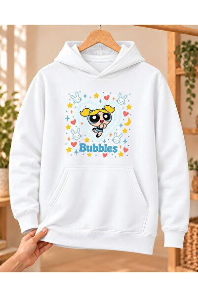 Mor Mürekkep Powerpuff Girls Bubbles kvadratni uzorak, unisex dukserica sa ka...