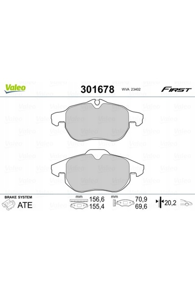 VALEO Plăcuțe de frână față OPEL VECTRA C SIGNUM SAAB 9-3 FIAT CROMA