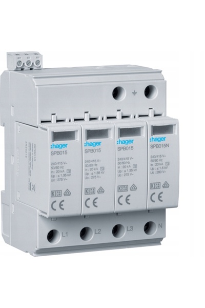 hager T2 4P 3+1 Varistor Descărcător de Supratensiune pentru Sistem Fotovoltaic