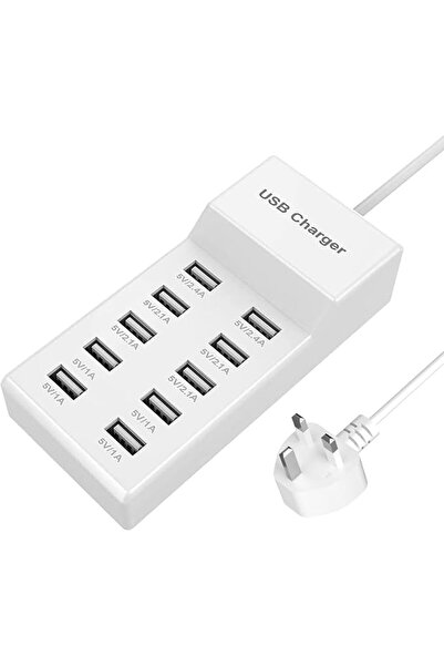 NALACAL محطة شحن USB بـ 10 منافذ - شاحن سريع بقوة 40 واط لهواتف آيفون 16/15/1...