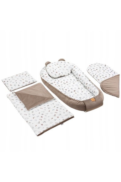 Jukki Set bebeluși 5 în 1 Cocon Muselină Bumbac Catifea Reversibil XXL