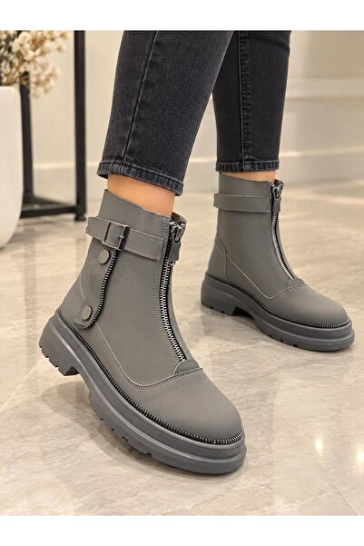 MİSS PARK MODA أبوات بطول الكاحل - رمادي - كاجوال