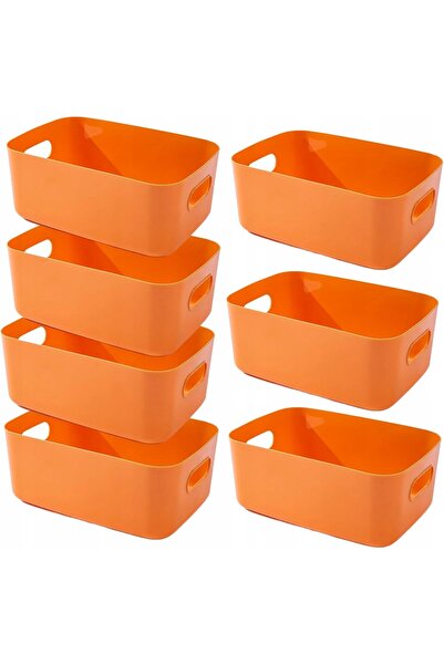 NO BRAND COȘURI DE PLASTIC CU MÂNERE, SET DE 7, PORTOCALII, 20x15x7, PENTRU BAIE