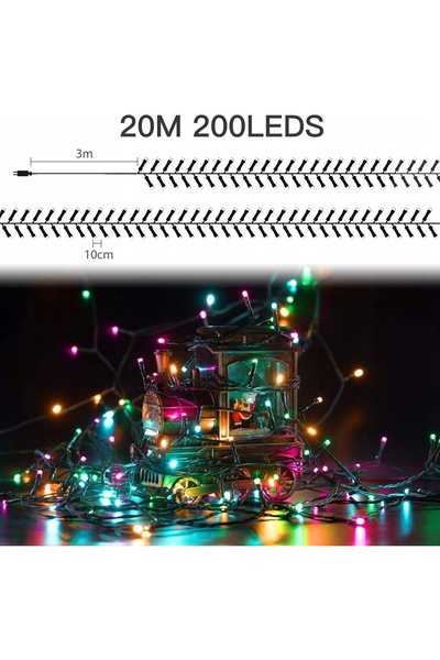 NO BRAND Ghirlandă luminoasă colorată cu 200 LED-uri, de 20 de metri, pentru ...