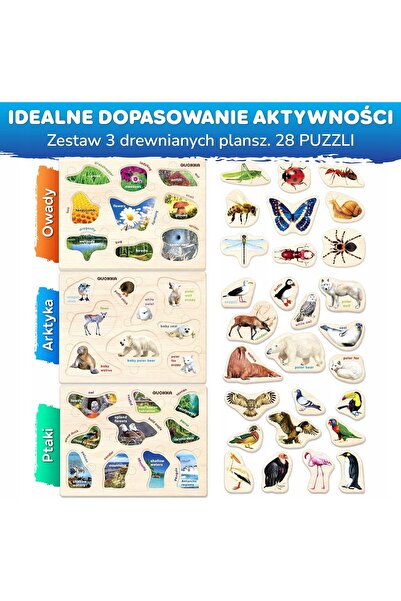 NO BRAND Puzzle-uri din lemn cu animale, ideale pentru învățarea limbii engleze