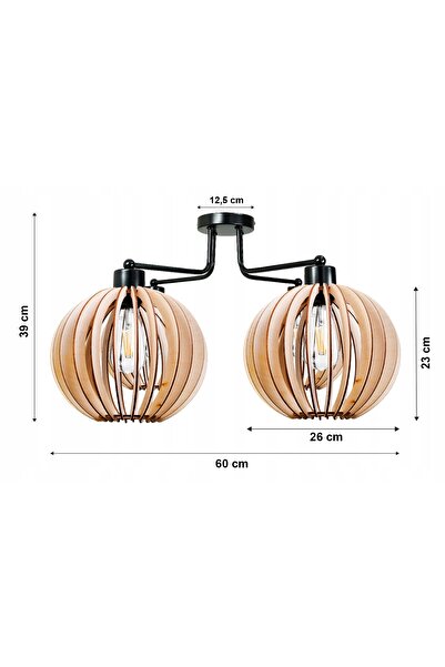 BERGE Lampă LED LOFT 4XE27, suspendată de tavan, din lemn, GUSTA, pentru living.