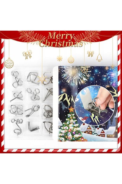 NO BRAND Calendar de Advent 2025 Puzzle Metalic IQ 24 Jocuri Puzzle Cadou