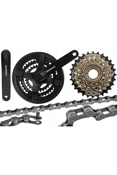 Shimano Angrenaj cu lanț Wonobieg 48/38/28, Kit de transmisie cu 6 viteze pen...