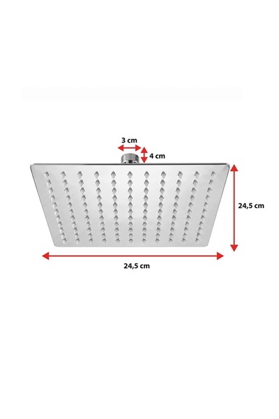 Hydrosana DUȘ DE BAIE PĂTRAT 25X25, CROM ANTICALC, OȚEL INOXIDABIL