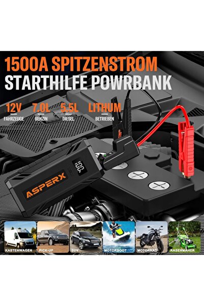 NO BRAND POWER BANK CU BATERIE DE DARURI PENTRU PORNIRE ÎN URGENȚĂ 1500A IDEA...