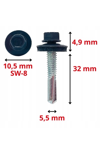 Klimas Wkret-Met Șuruburi autofiletante cu EPDM pentru tablă, metal 5,5x32mm ...