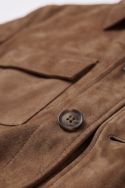 DeepSEA Erkek Slim Fit Tüylenmeyen Kırışmayan Kahve Süet Ceket – Astarlı Gömlek Yaka 2704503