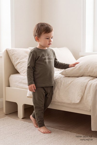 VAUVA 100% Cotton Boys' Pajama Set - Printed Longsleeve Top and Sweatpants