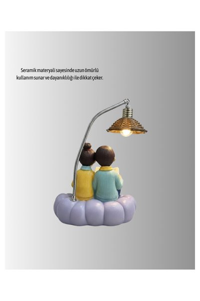 Generic Brand مصباح طاولة LED رومانسي للديكور مع رأس مرن وضوء ليلي على شكل زوجين يقرأنان كتابًا