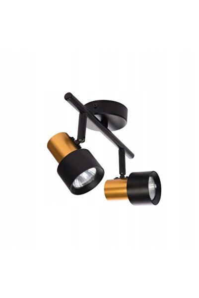 NO BRAND Spot dublu GU10 orientabil 260mm x2 negru/auriu pentru hol