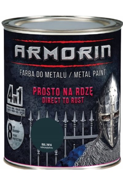 ÜNİCELL Vopsea anticorozivă ARMORIN PROSTO NA RDZĘ pentru metal RAL 7016 Graf...