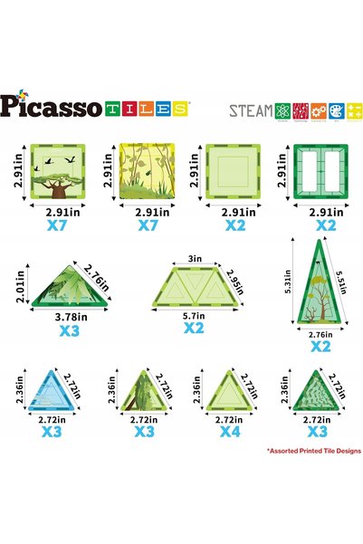 Picasso TILESmagnetic piese magnetice 46 de piese Safari cu 8 animale