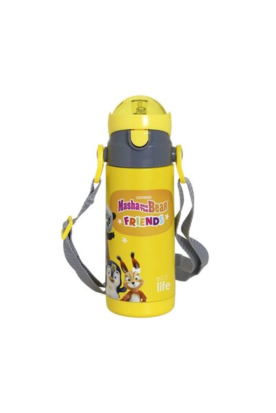Ecolife Παιδικό Θερμός Μάσα και Φίλοι 400ml - Κίτρινο