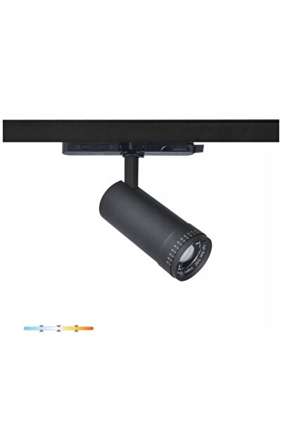NO BRAND Spot pe șină trifazat negru pentru living și bucătărie 20W 3CCT 10-6...