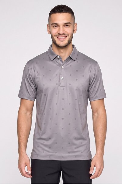 FootJoy Men Athletic Fit Short Sleeve Golf Polo Shirt, Grey