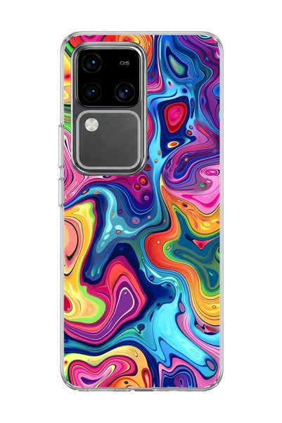 lelia Vivo V30 5g Compatible Rainbow Fluid Color Printed Transparent Phone Case