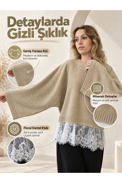 3B Stil Lace Bat Sleeve Sweater