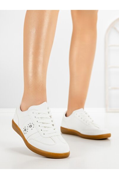CM Sneakers dama albi din piele ecologica Ausina