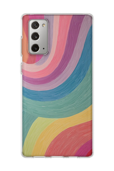 lelia Samsung Galaxy Note 20 Compatible Pastel Rainbow Curved Printed Transpa...