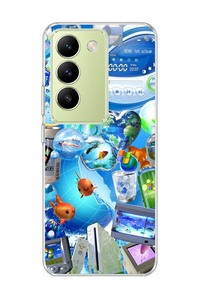 lelia حافظة هاتف شفافة متوافقة مع هاتف Vivo V30 Lite 4G مطبوع عليها سمكة فقاع...