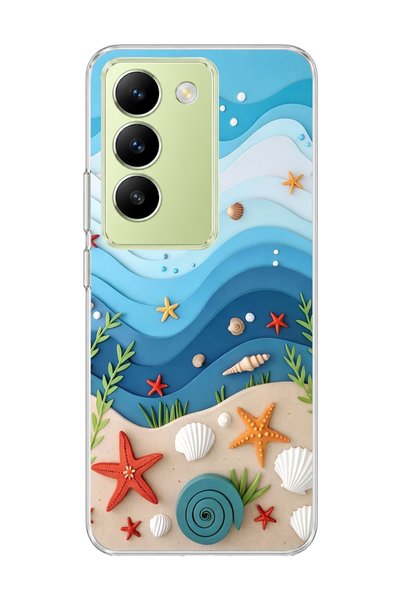 lelia حافظة هاتف شفافة متوافقة مع Vivo V30 Lite 4G مطبوعة بنجمة البحر ذات الل...