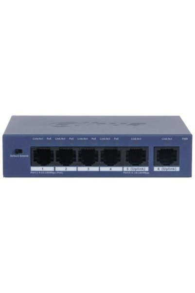 DAHUA DH-S3006-4ET-60 6 Port 10/100 PoE +2 Uplink Yönetilemez Switch 60W