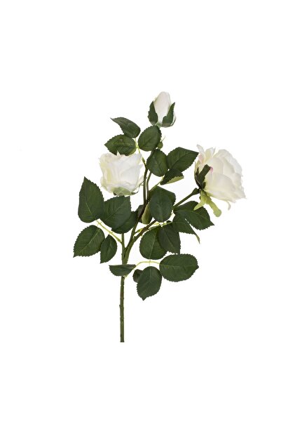 OEM Floare Artificială cu Tulpina Lunga Trandafir Alb cu 3 Boboci 80 cm – Dec...