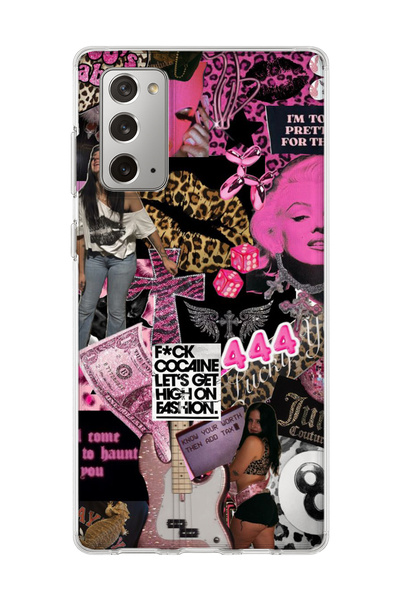 lelia Samsung Galaxy Note 20 Compatible Pink Leopard Fashion Printed Transpar...