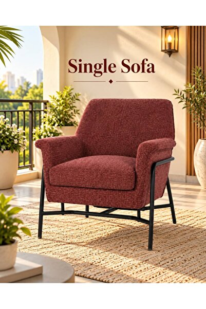 TrentonGCC Modern Single Sofa Armchair with Cushioned Seat, Padded Armrests a...
