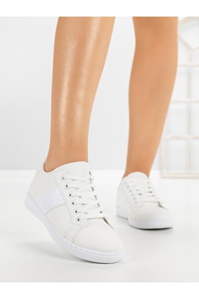 CM Sneakers dama albi din piele ecologica Fanria