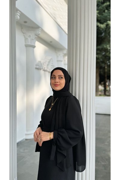 TESETTÜREVİM Kadın krep siyah elbise