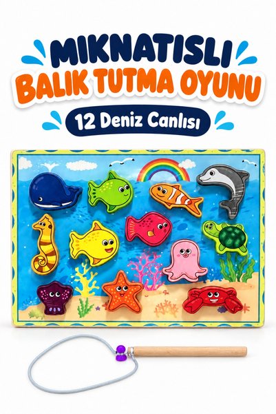 212toyzz Ahşap Mıknatıslı Balık Tutma Oyunu – Çocuklar İçin Eğitici Öğretici ...