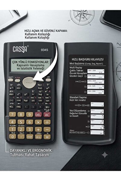 Cassa 9345 Bilimsel Fonksiyonel Hesap Makinesi - Çok Yönlü İstatistik ve Mühe...