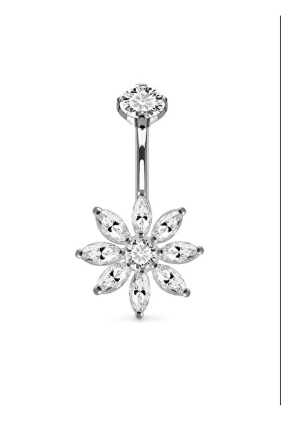 Funny Party Shop Piercing pentru buric din Titan F136, argintiu, cu cristale ...