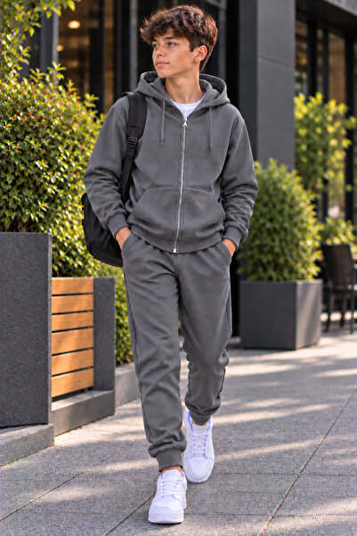 DAXİS Sportwear Company Boys' Zippered Hooded Rubberized Track Suit with Rubb...
