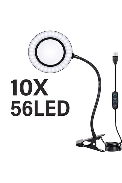 Choice عدسة مكبرة 10X-56LED مع إضاءة بـ3 ألوان و10 مستويات سطوع، مصباح مكبر ب...